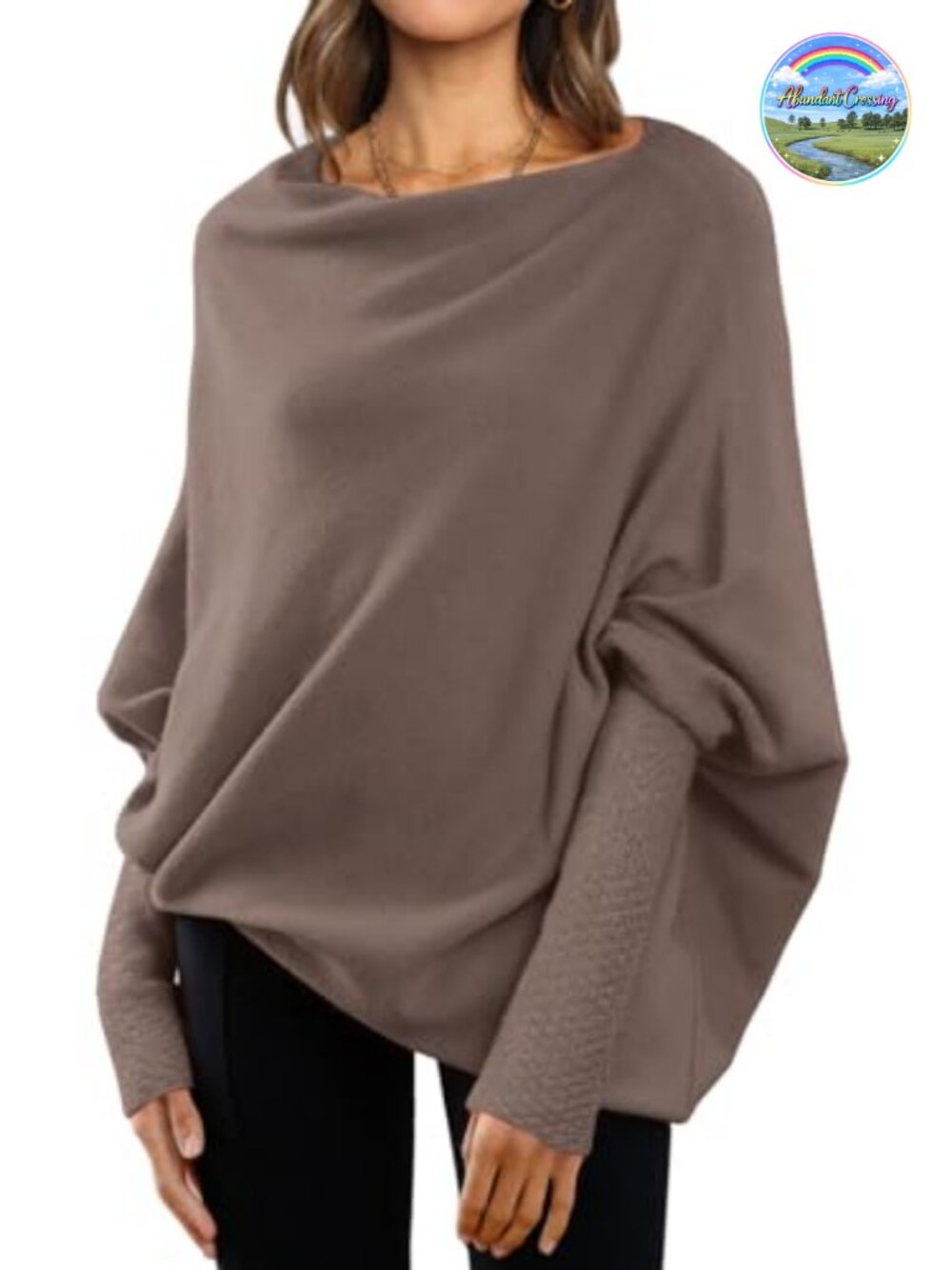 Oversized Batwing Asymmetrical Sweater Tunic, 50% Viscose 30% Polyamide 20%